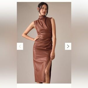 ANTHROPOLOGIE The Maya Ruched Cowl-Neck Dress
Faux Leather Edition